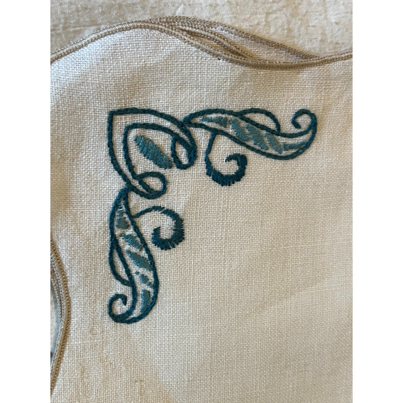 Vintage Napkins Tan Blue Embroidered Cloth 11" x 12" Set of 4 Napkins - Picture 4 of 4